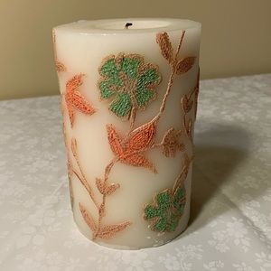 EUC Candle: Column Candle, Unscented, Floral/Nature Design, Bill Blass